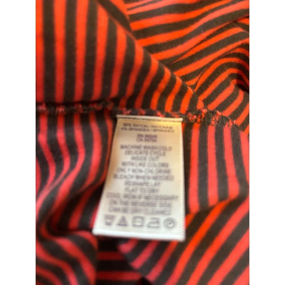 Tommy Bahama Womens orange Black Striped Long Sleeve Rayon Blend T-Shirt Dress L